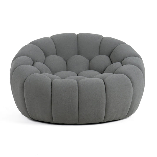 Divani Casa Yolonda Modern Curved Light Grey Fabric Chair - Elegant and Comfortable Accent Chair for Your Space