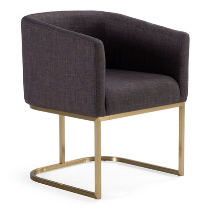 Yukon Grey Fabric and Antique Brass Dining Chair