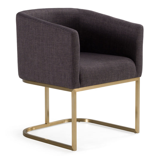 Yukon Grey Fabric and Antique Brass Dining Chair