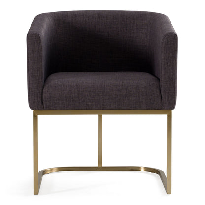 Yukon Grey Fabric and Antique Brass Dining Chair