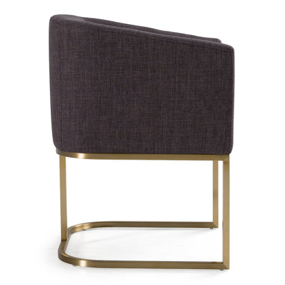 Yukon Grey Fabric and Antique Brass Dining Chair