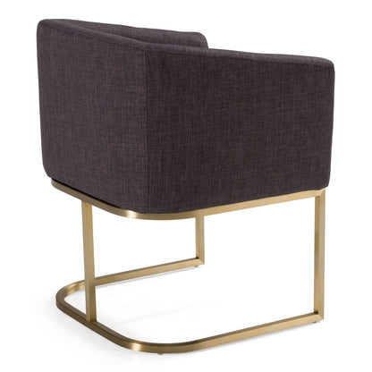 Yukon Grey Fabric and Antique Brass Dining Chair