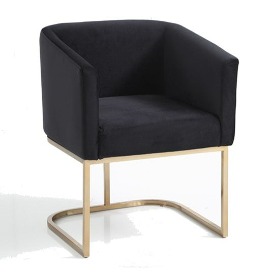 Yukon Black Velvet and Gold Dining Chair