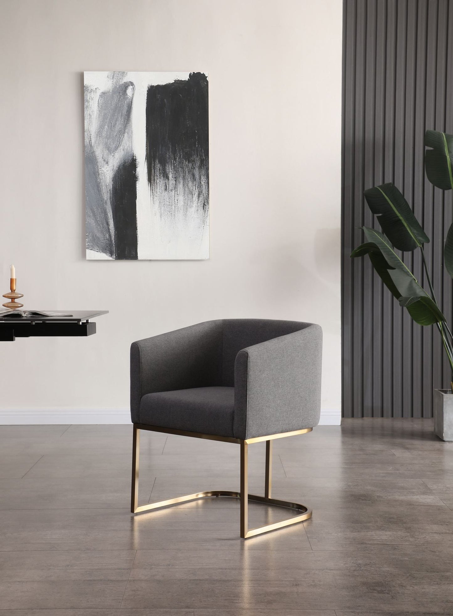 Modrest Yukon - Modern Dark Grey Fabric Dining Chair