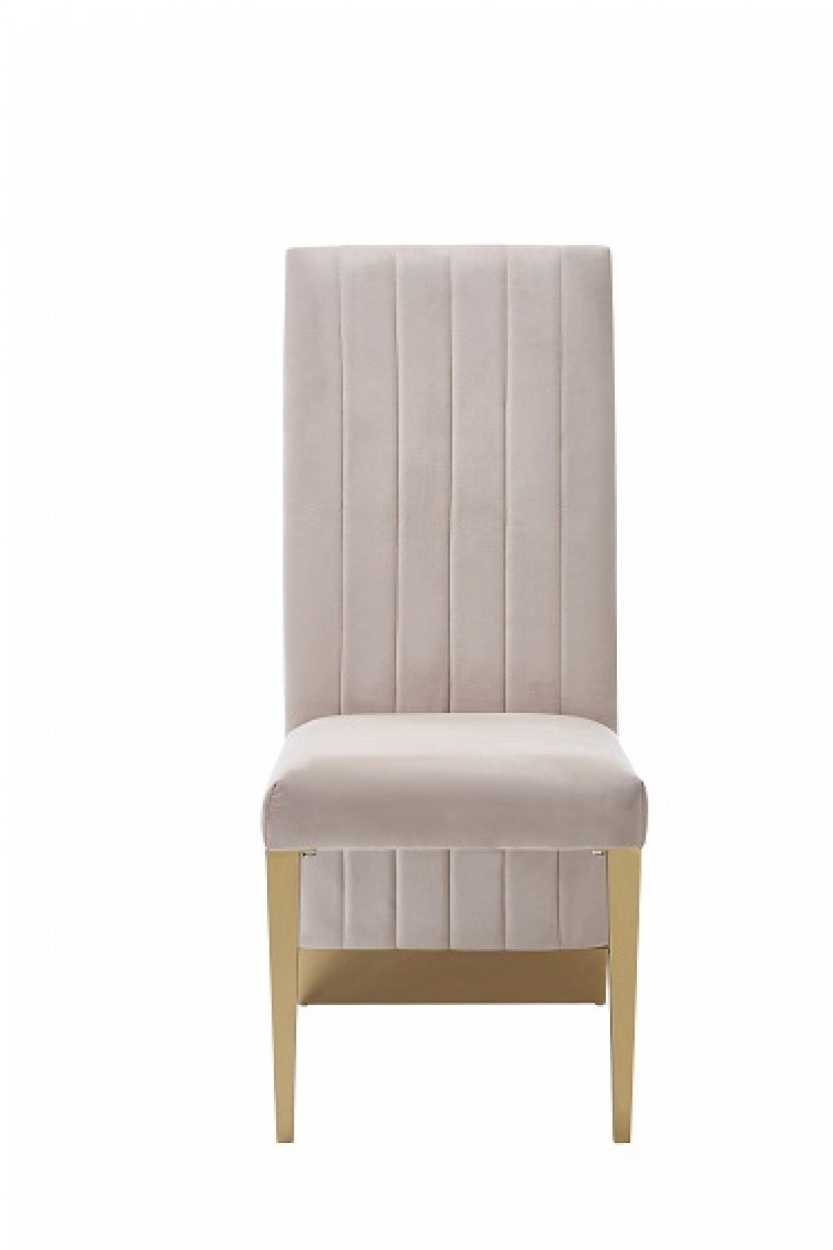 Modrest Keisha - Modern Beige Velvet and Gold Dining Chair Set of 2