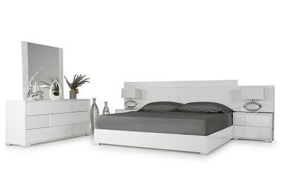 Modrest Monza Italian Modern White Dresser – Sleek 6-Drawer Contemporary Storage