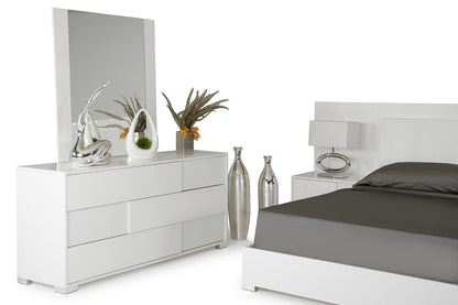 Modrest Monza Italian Modern White Dresser – Sleek 6-Drawer Contemporary Storage