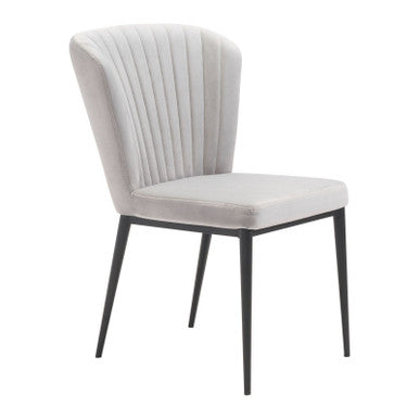 Tolivere Dining Chair Gray Velvet Set of 2