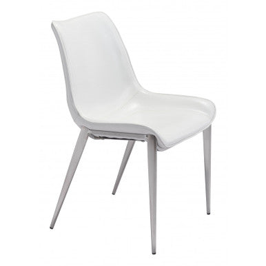 Magnus Dining Chair White & Silver Set of 2