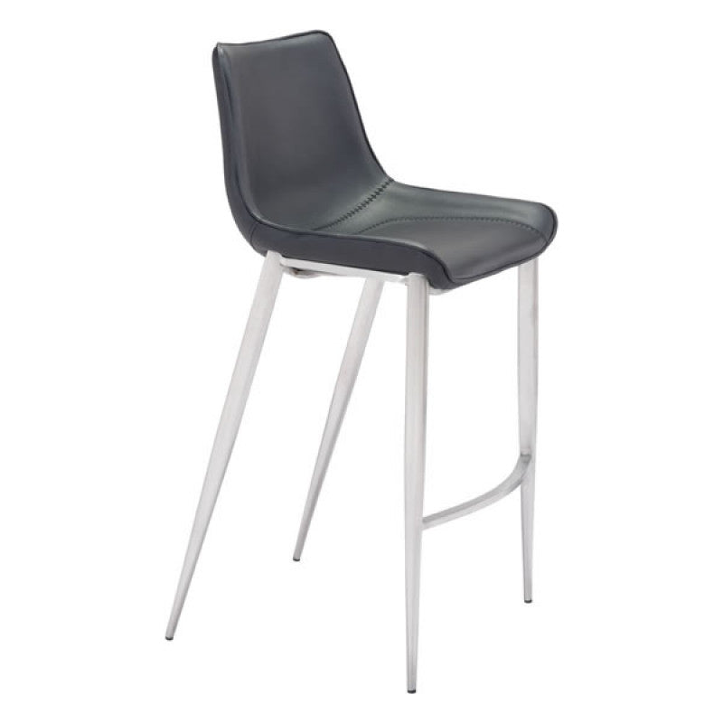 Magnus Bar Chair Black & Brushed Stainless Steel