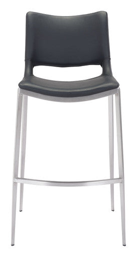 Ace Bar Chair Black & Brushed Stainless Steel - Set of 2