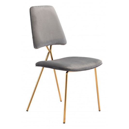 Chloe Dining Chair Gray & Gold - Set of 2