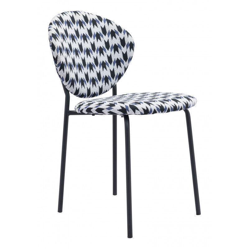 Clyde Dining Chair Geometric Print & Black Set of 2
