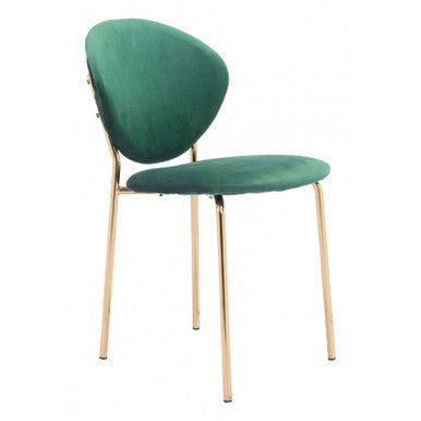 Clyde Dining Chair Green & Gold Set of 2