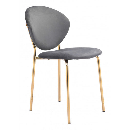 Clyde Dining Chair Dark Gray & Gold - Set of 2
