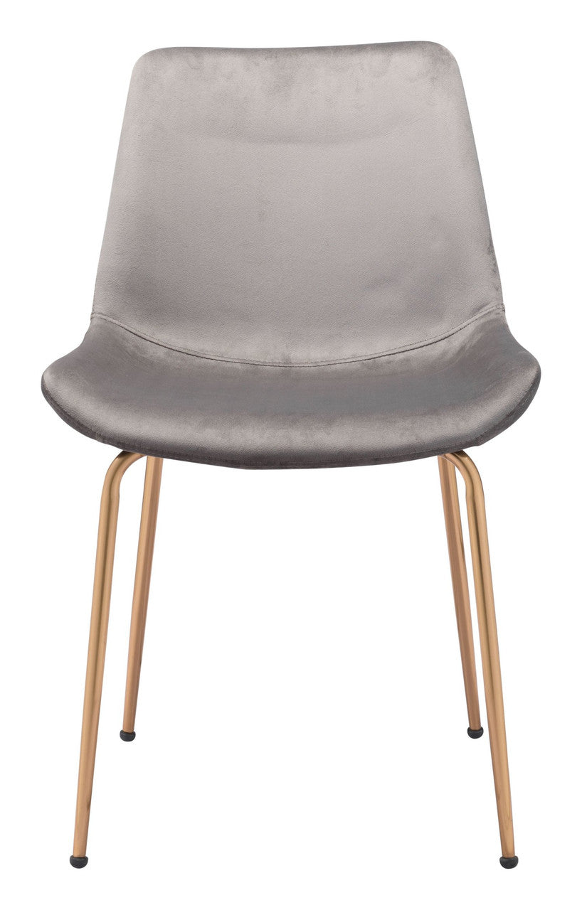 Tony Dining Chair Gray & Gold Set of 2