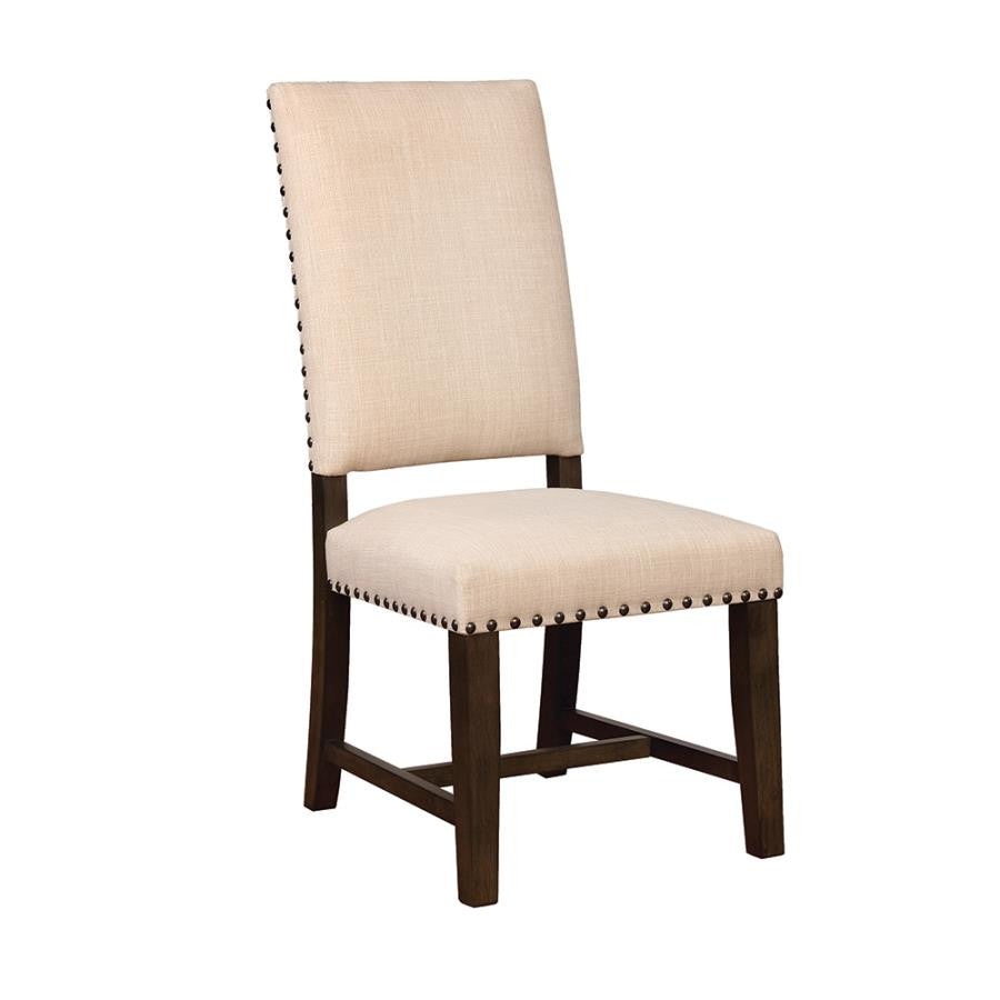 Contemporary Beige Upholstered Parson Side Dining Chair (Set of 2)