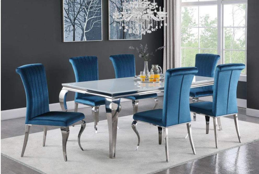 Carone Upholstered Side Chairs Teal And Chrome (Set Of 4)