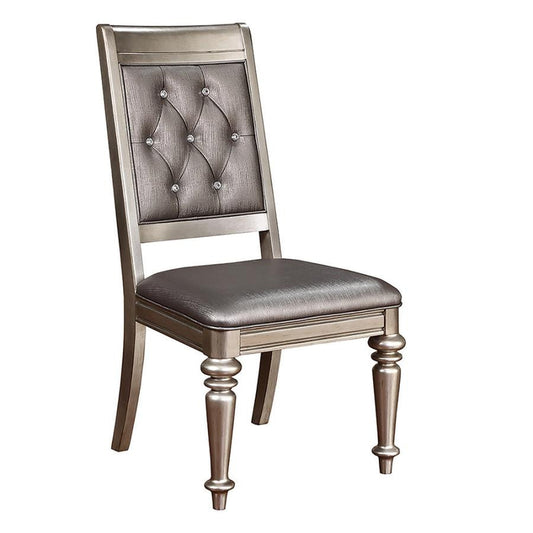 Bling Hollywood Glam Metallic Platinum Side Dining Chair (Set Of 2)