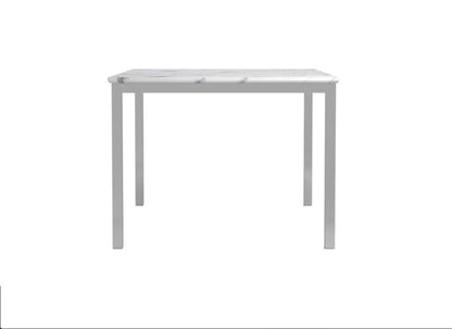 Athena Rectangle Dining Table with Marble Top and Chrome – Sleek, Modern Elegance for Your Dining Room