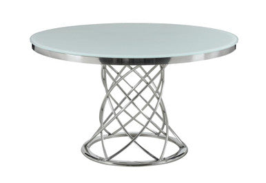 Irene Round Glass Top Dining Table White And Chrome