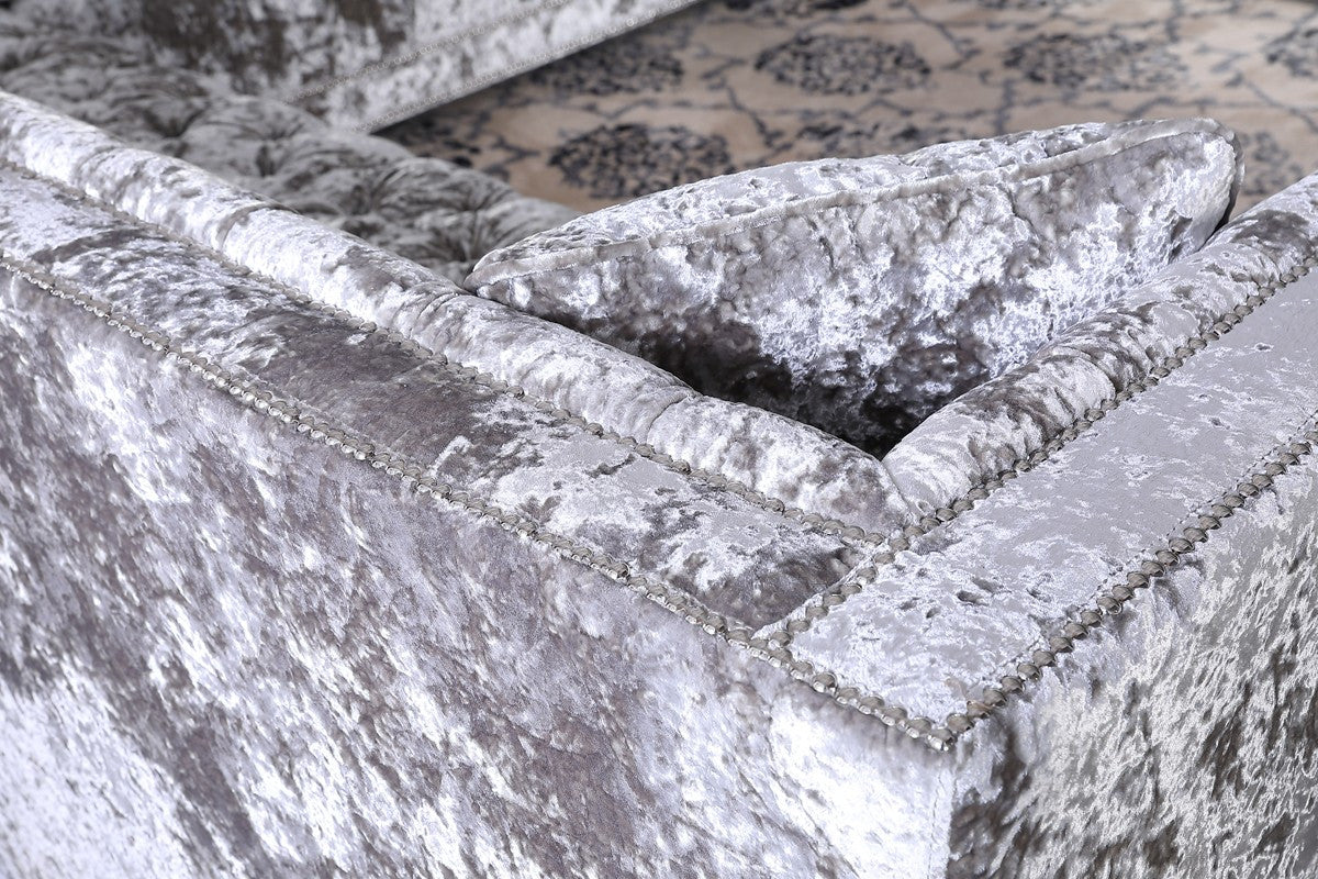 Divani Casa Fredrick Modern Grey Crushed Velvet Sectional Sofa