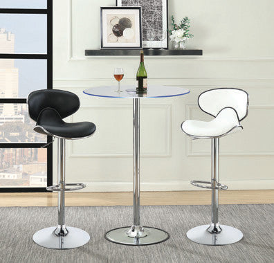 Upholstered Adjustable Height Bar Stools Black And Chrome (Set Of 2)