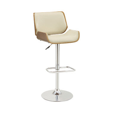 Upholstered Adjustable Bar Stool Ecru And Chrome