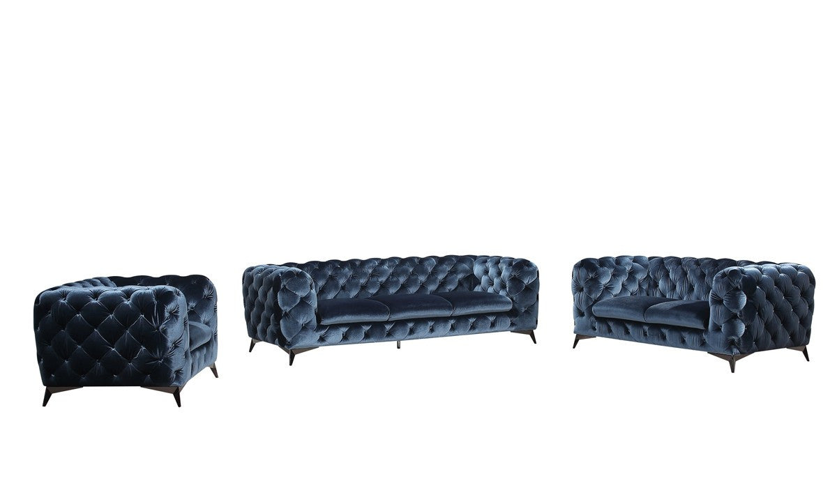 Divani Casa 1546 Modern Blue Fabric Sofa Set
