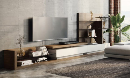 Modrest Jefferson Modern Walnut and White High Gloss TV Unit