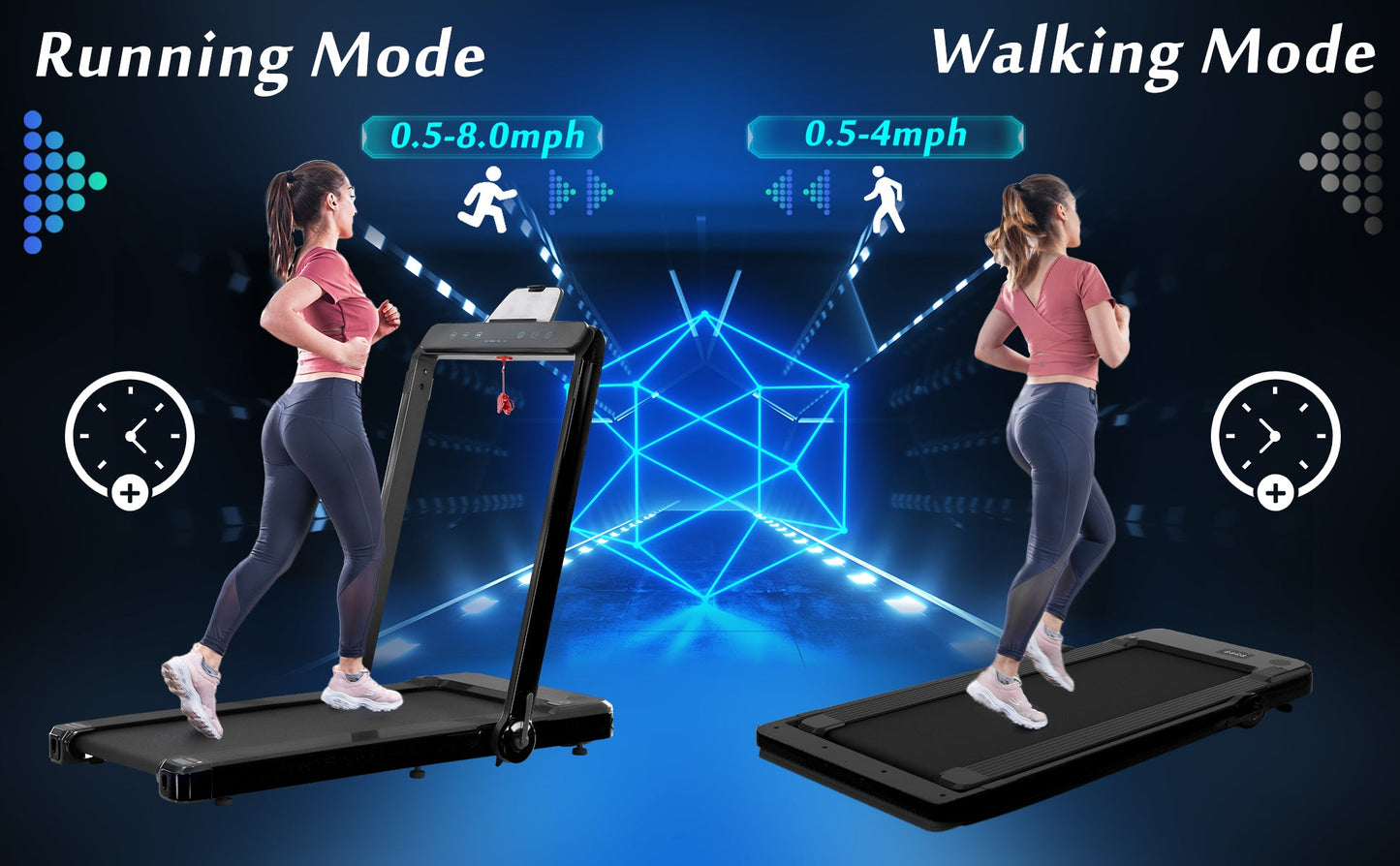 Cruce Electric Folding Treadmill, Installation Free with Bluetooth APP and Speaker, Remote Control with Display for Home, Gym & Office