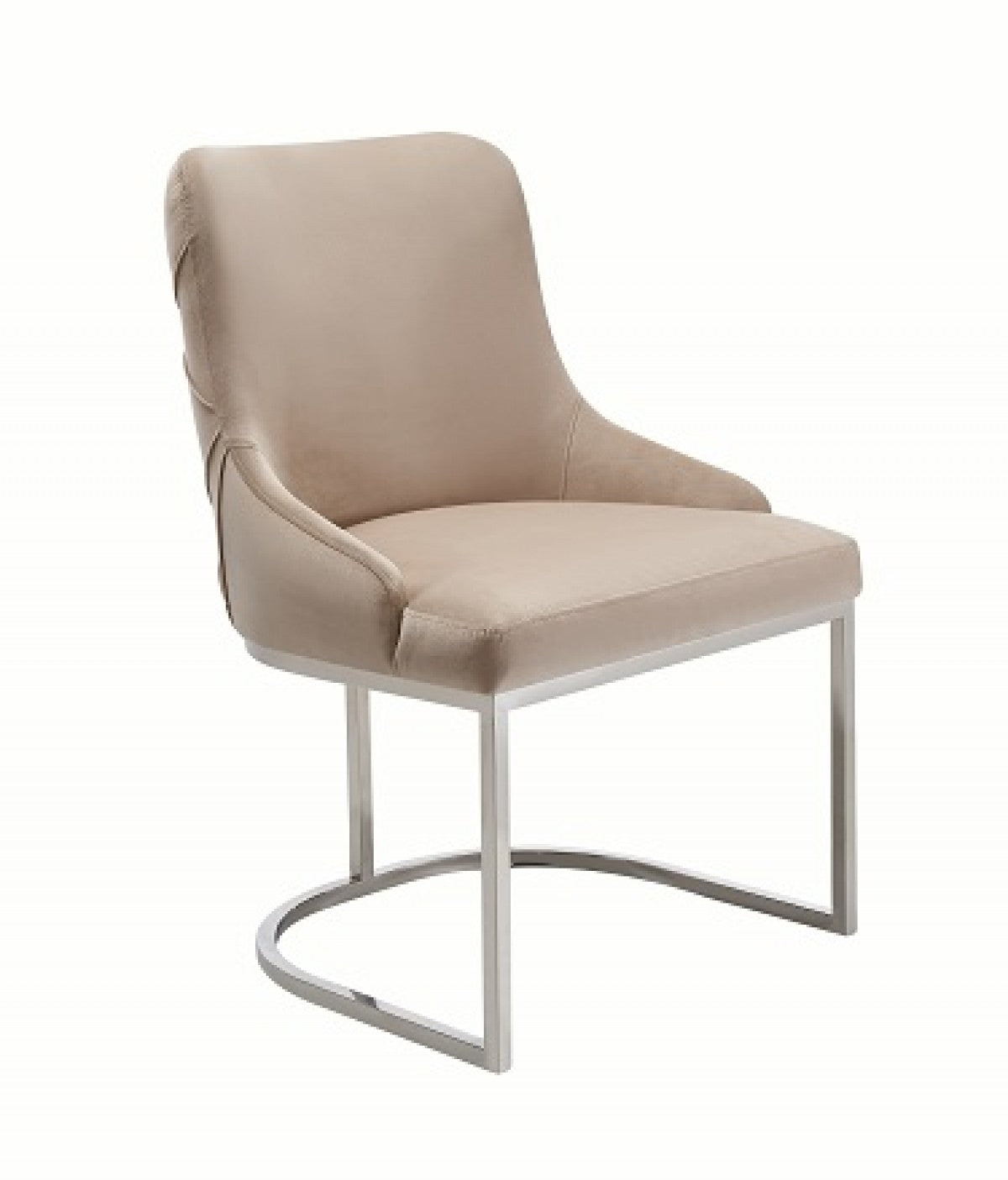 Modrest Daria - Modern Beige Velvet and Stainless Steel Dining Chair Set of 2