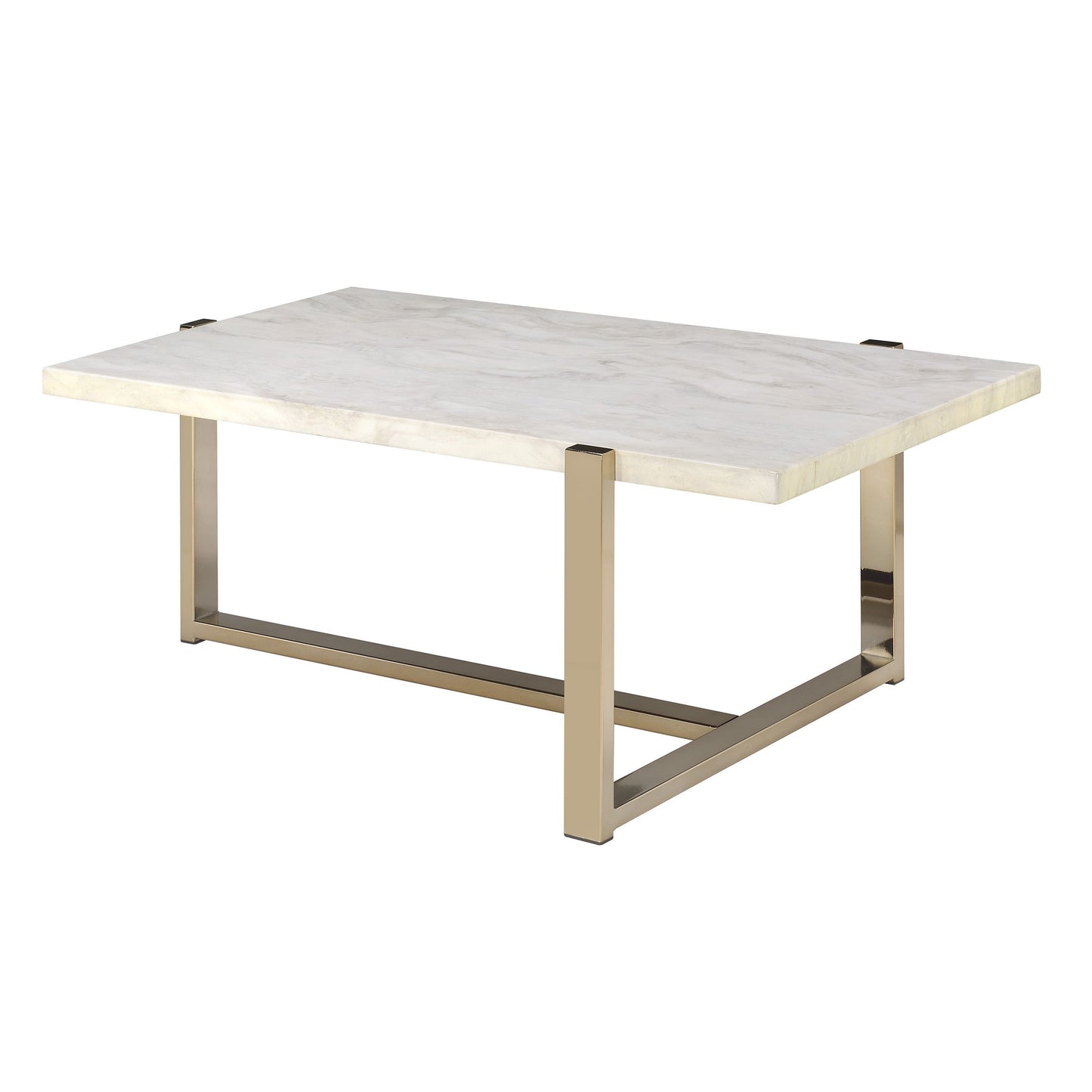 ACME Feit Coffee Table in Faux Marble & Champagne