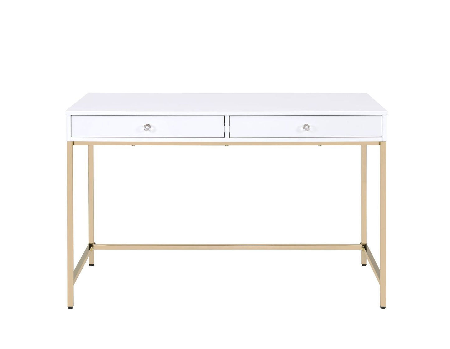 ACME Ottey Desk in White High Gloss & Gold