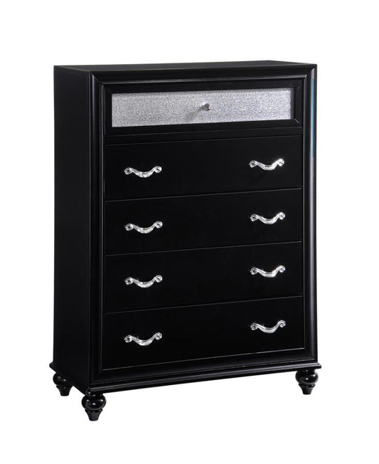 Barzini 5-Drawer Rectangular Chest Black