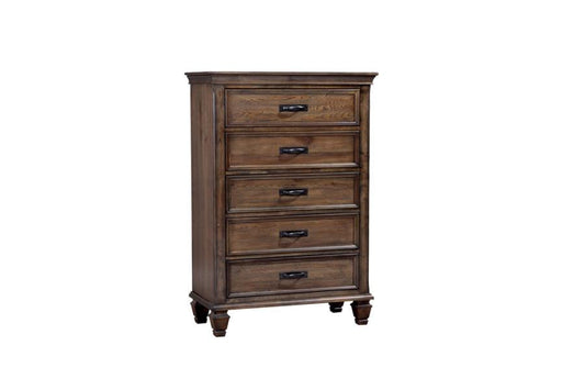 Franco 5-Drawer Chest Burnished Oak