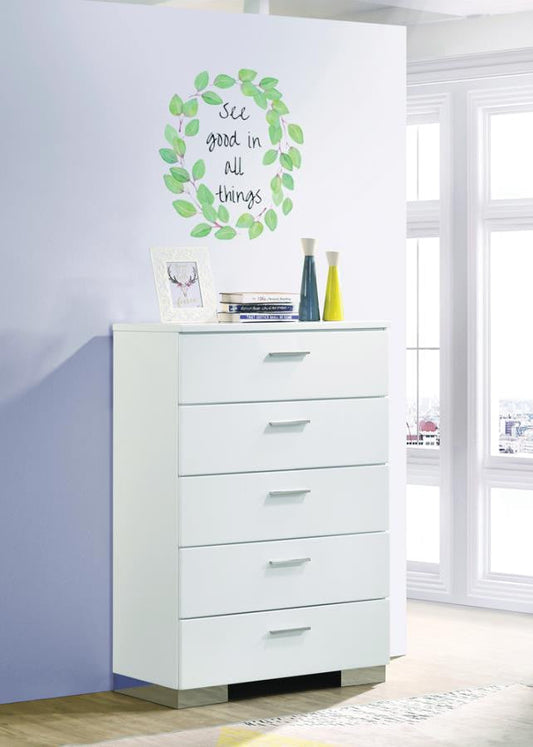 Felicity 5-Drawer Chest Glossy White