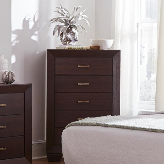 Kauffman 5-Drawer Chest Dark Cocoa