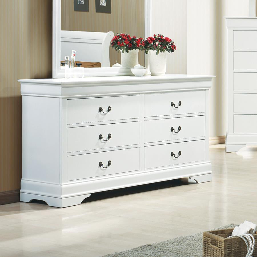 Louis Philippe 6-Drawer Dresser White