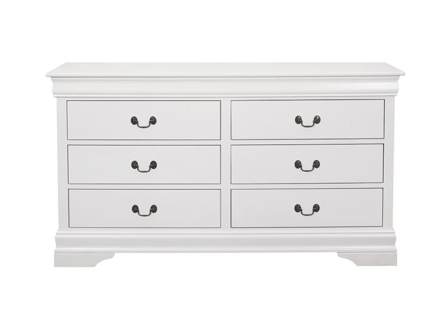 Louis Philippe 6-Drawer Dresser White