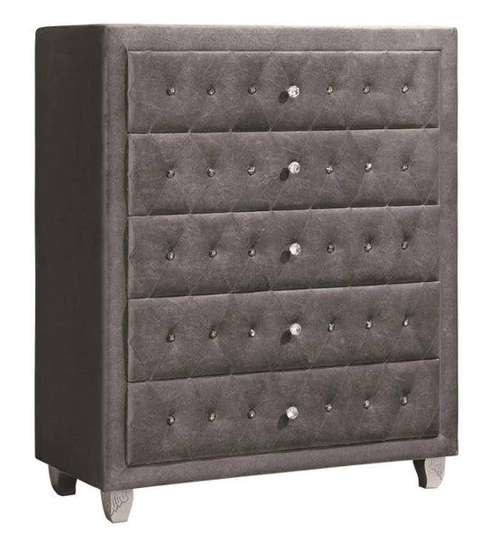 Deanna 5-Drawer Rectangular Chest Grey