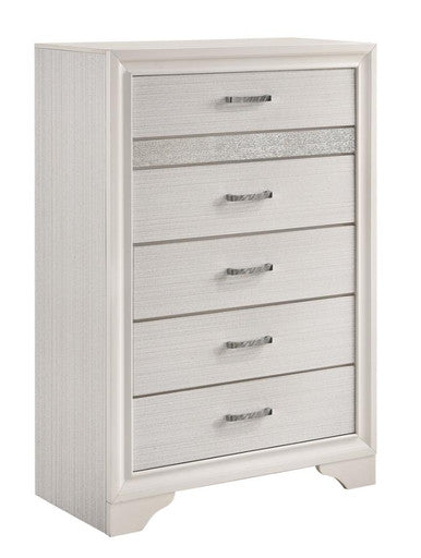 Miranda 5-Drawer Chest White And Rhinestone