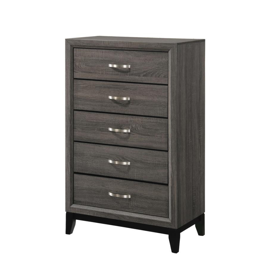 Watson 5-Drawer Chest Grey Oak And Black