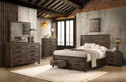 Woodmont Storage Bed Rustic Golden Brown – Stylish and Functional with Ample Storage Space for Your Bedroom