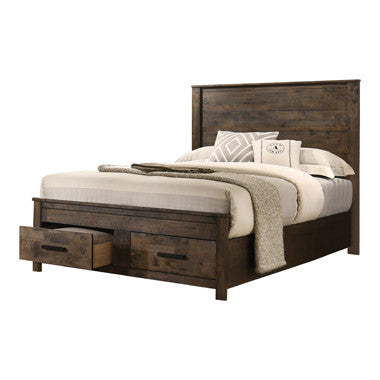 Woodmont Storage Bed Rustic Golden Brown – Stylish and Functional with Ample Storage Space for Your Bedroom