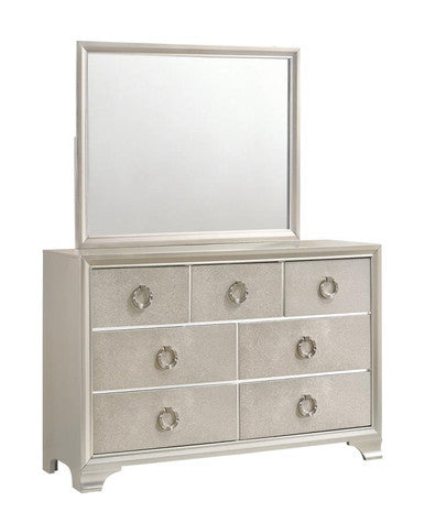 Salford 7-Drawer Dresser – Metallic Sterling Finish for Chic Modern Style and Spacious Bedroom Storage