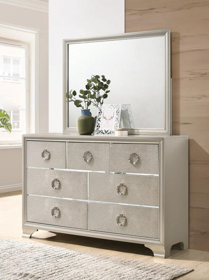 Salford 7-Drawer Dresser – Metallic Sterling Finish for Chic Modern Style and Spacious Bedroom Storage