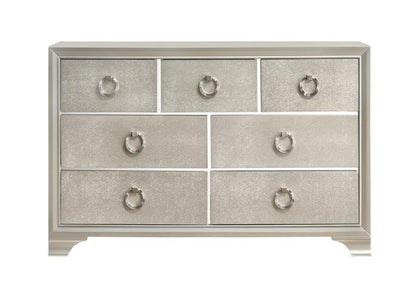 Salford 7-Drawer Dresser – Metallic Sterling Finish for Chic Modern Style and Spacious Bedroom Storage