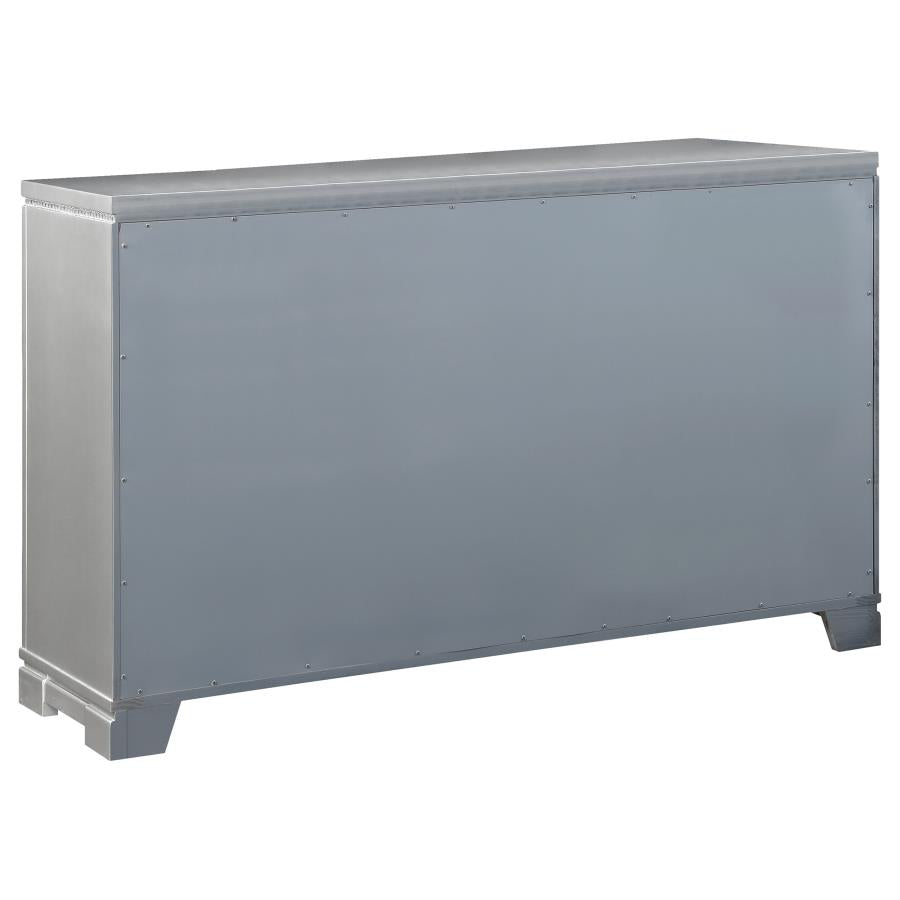 Eleanor Rectangular 6-Drawer Dresser – Metallic Finish for Modern Glamour and Functional Bedroom Storage