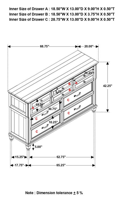 Avenue 8-Drawer Rectangular Dresser – Grey Finish for Modern Elegance and Spacious Bedroom Storage